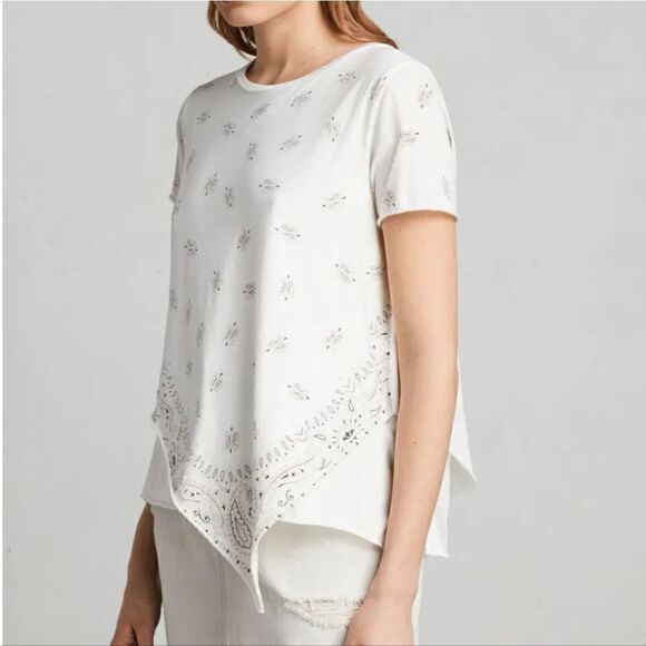 EUC All Saints XS Bandana Print Daisy Tee - Picture 2 of 7
